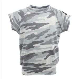 NWT Bottlecapps Toddler Kids Camo Cutoff Short Sleeve Shirt Top Gray 4T